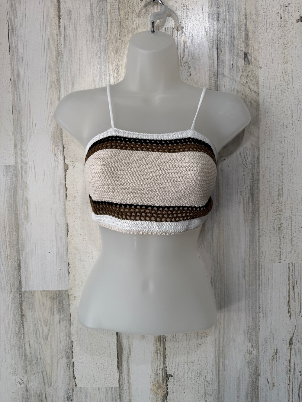 SHEIN Crochet Knit Lace Up Crop Top XXS